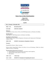 Master Class in Online Media Regulation: Agenda