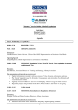 Agenda for Master Class in Online Media Regulation