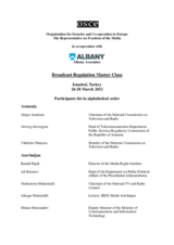 Participants List for the Broadcast Regulation Master Class