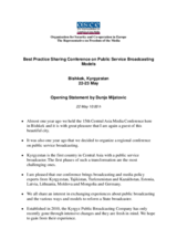 Opening statement by the OSCE Representative on Freedom of the Media at Conference on Public Service Broadcasting Models