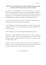 Statement by Ukrainian and Russian media organizations adopted following a meeting at the Office of the OSCE Representative on Freedom of the Media