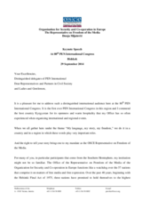 Speech by OSCE Representative on Freedom of the Media at 80th PEN International Congress