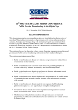 Recommendations from 11th South Caucasus Media Conference
