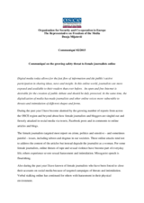 Communiqué on the growing safety threat to female journalists online