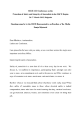 Opening remarks by OSCE Representative on Freedom of the Media Dunja Mijatović