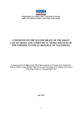 2nd Legal Analysis of the Draft Law on Media and Audiovisual Media Services of the Former Yugoslav Republic of Macedonia