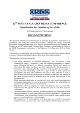 Recommendations from 12th South Caucasus Media Conference
