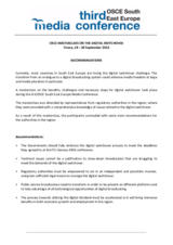 Recommendations from Masterclass on the Digital Switchover