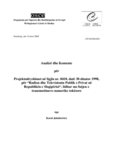 Analysis of draft amendments to Albanian electronic media law, regarding introduction of digital terrestrial broadcasting, NCRT proposal (sq)