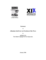 Statement on the Albanian draft Law on Freedom of the Press