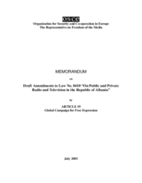 Review of Draft Amendments to Albanian Broadcasting Law