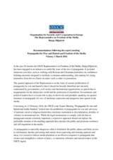 Recommendations following the expert meeting Propaganda for War and Hatred and Freedom of the Media
