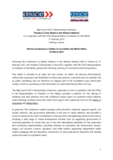 Vienna Conclusions on Safety of Journalists and Media Ethics